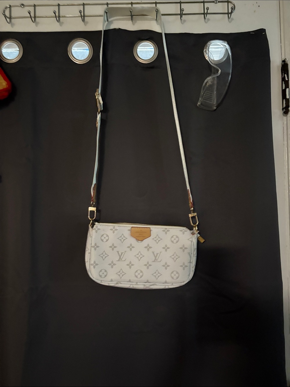 White Designer Monogram Crossbody Bag - Picture 2 of 8